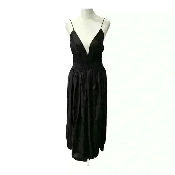MOON RIVER Women's V Neck Sleeveless Shirred Maxi Dress Black New With Tags - Picture 3 of 8